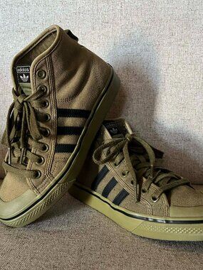 Adidas Original Nizza High-Top Sneakers Olive Cargo Size 7